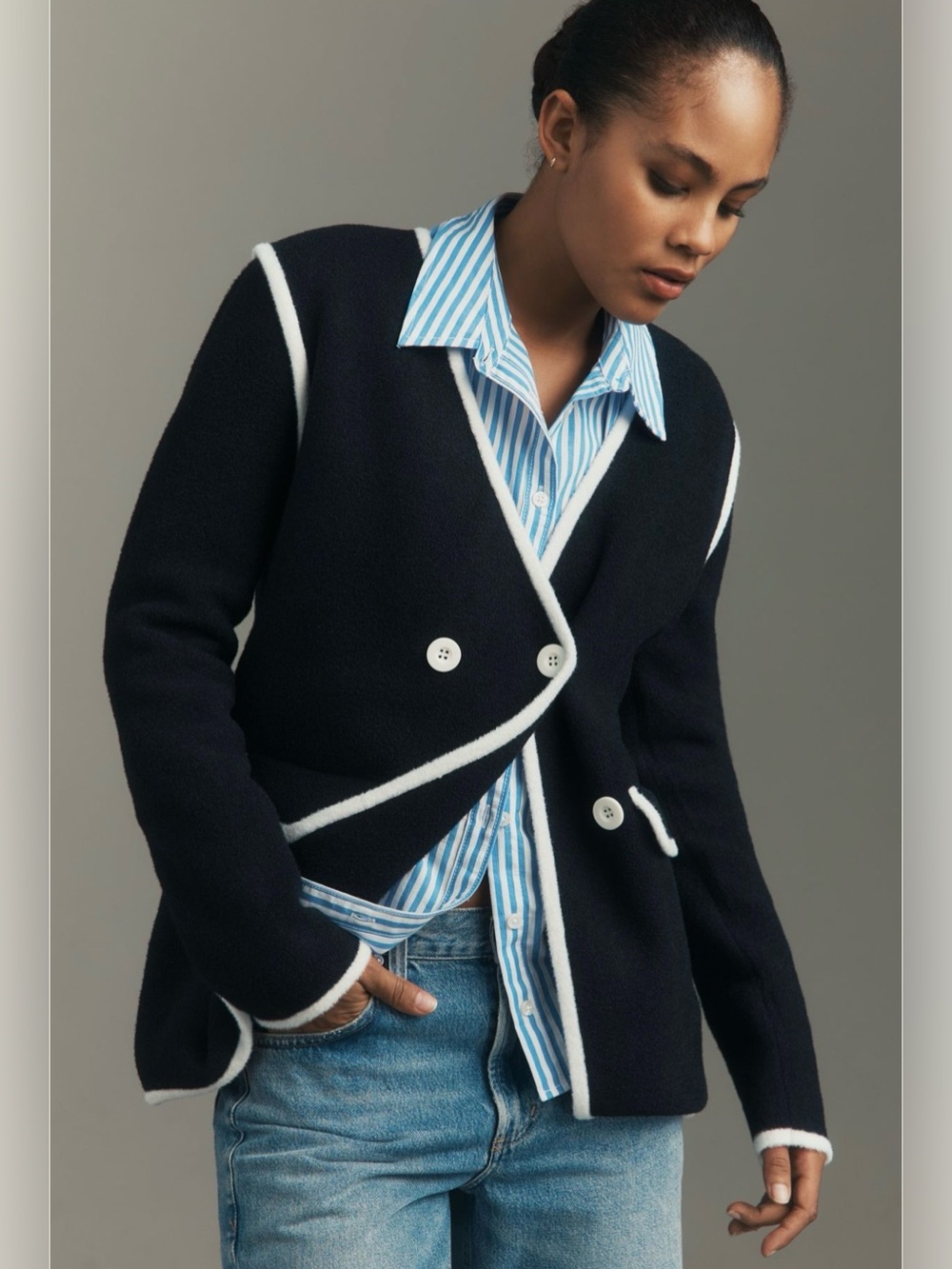 NVLT knit double breasted blazer
